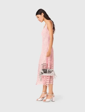 Midi-jurk van gehaakt materiaal met strass