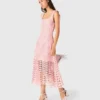 Midi-jurk van gehaakt materiaal met strass