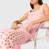 Midi-jurk van gehaakt materiaal met strass