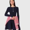 Mini-gebreide jurk met uitlopende rok