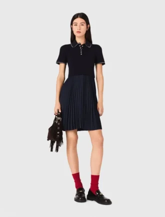 Mini-jurk met geplooide polokraag