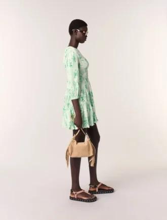 Mini-jurk met plooien en patroon