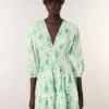 Mini-jurk met plooien en patroon