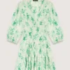 Mini-jurk met plooien en patroon