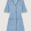 Mini-jurk van gebreide stof met tweed-effect