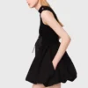 Mini-jurk van geribd breisel en taft