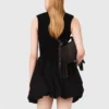 Mini-jurk van geribd breisel en taft