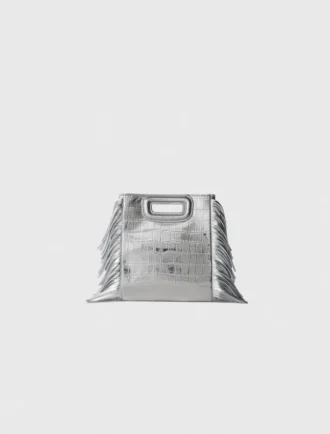Mini M Bag van reliëfleer met ketting