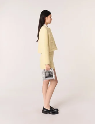 Mini M Bag van reliëfleer met ketting