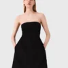 Mini strapless linnen jurk