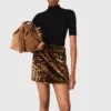 Minirok van imitatiebont met luipaardprint