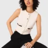 Mouwloze top van tweed met lurex