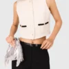 Mouwloze top van tweed met lurex