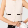 Mouwloze top van tweed met lurex
