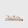Platte leren sandalen