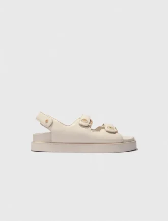 Platte leren sandalen