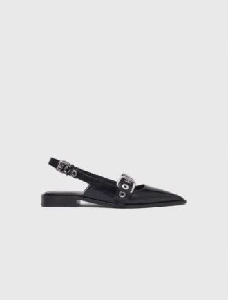 Platte leren slingbacks