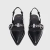 Platte leren slingbacks
