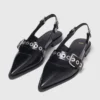 Platte leren slingbacks