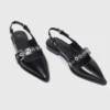 Platte leren slingbacks