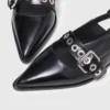 Platte leren slingbacks
