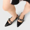 Platte leren slingbacks