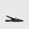 Platte leren slingbacks
