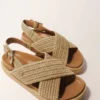 Platte sandalen met raffia-effect