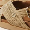 Platte sandalen met raffia-effect