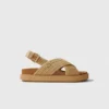 Platte sandalen met raffia-effect