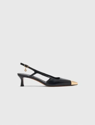 Pumps met slingback van glad leer