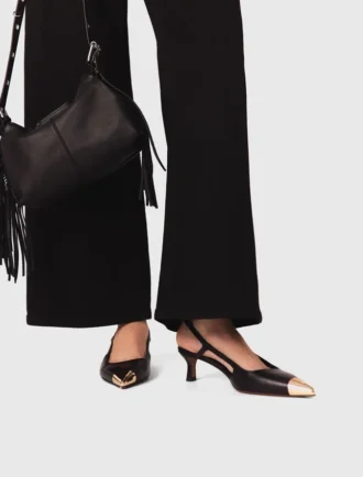 Pumps met slingback van glad leer