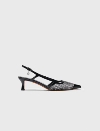 Pumps met strass en mesh