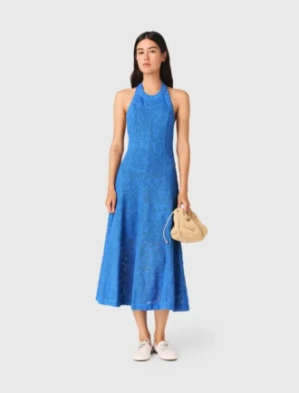 Rugloze maxi-jurk van guipure