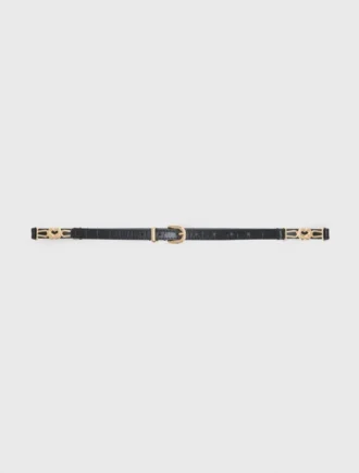 Smalle leren riem met krokodillenprint
