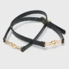 Smalle leren riem met krokodillenprint
