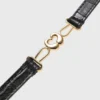 Smalle leren riem met krokodillenprint