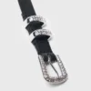 Smalle riem met diamantgesp