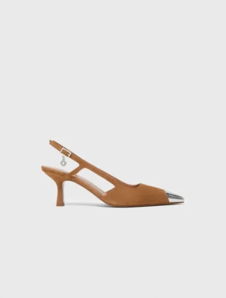 Suède pumps met metallic neus