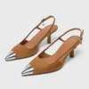 Suède pumps met metallic neus