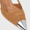 Suède pumps met metallic neus