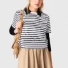 T-shirt met gestreepte strassbloem