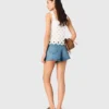 Top met spiegelende haakdetails