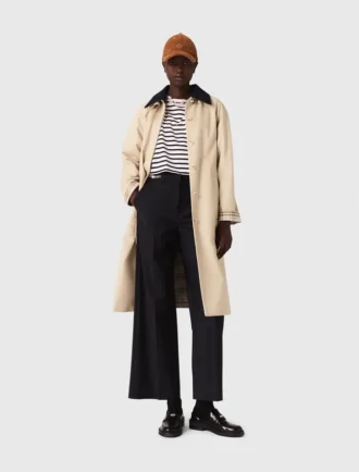 Trenchcoat met contrasterende mouwen en kraag