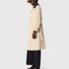 Trenchcoat met contrasterende mouwen en kraag
