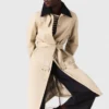 Trenchcoat met contrasterende mouwen en kraag