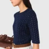 Trui met ronde hals en strass