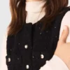 Tweed jumpsuit met strass-steentjes