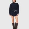 Tweed short met contrasterende tailleband