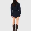 Tweed short met contrasterende tailleband